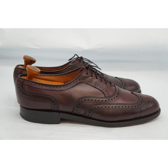Allen Edmonds Barrington Burgundy Leather Wingtip Blucher Dress Shoe SZ 12 D - Picture 7 of 12